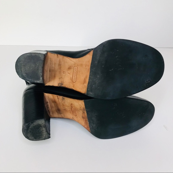 Coach Kasandra Black Leather Ankle Boots Booties 7 - Picture 5 of 7